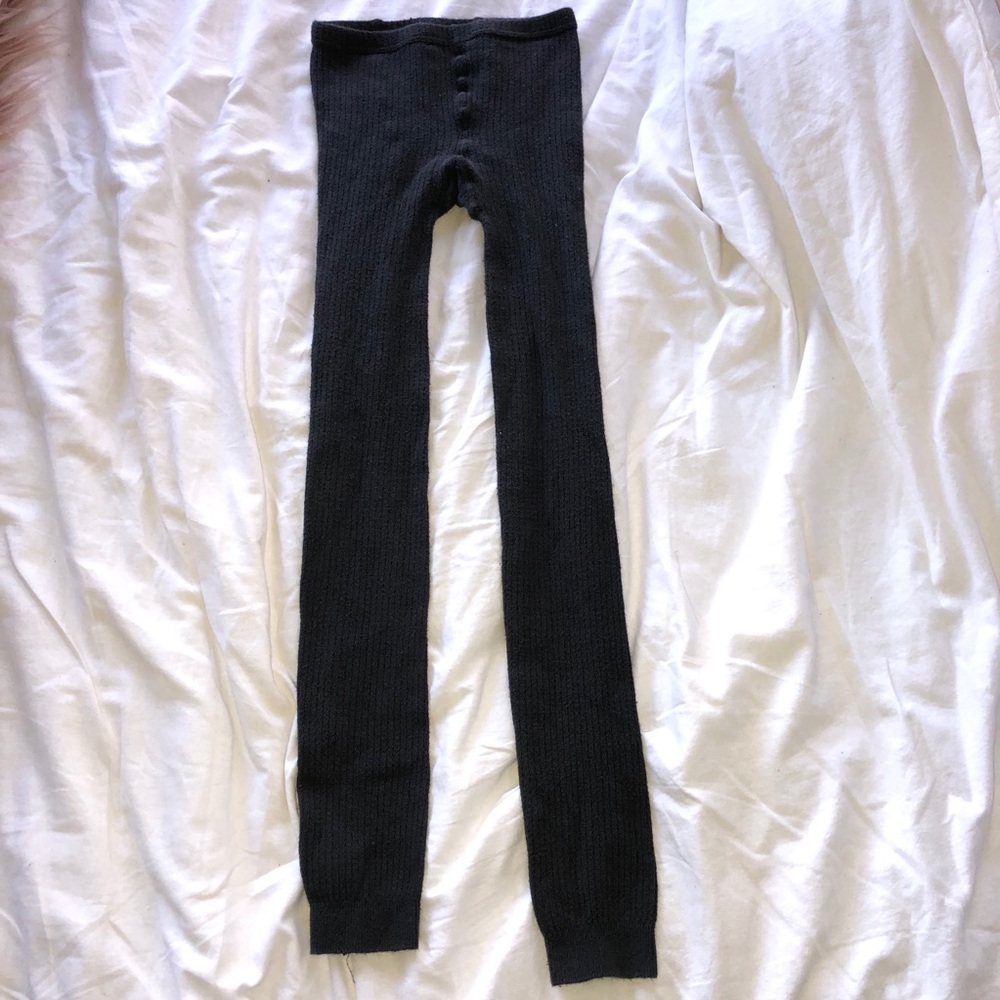 Stretchy grey thick thermal tights